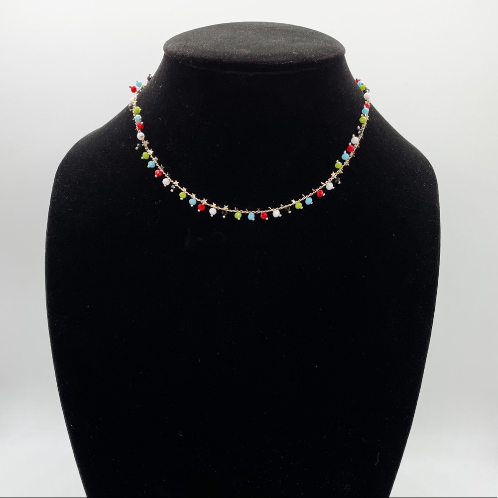 New Boho Multicolored Beaded Chain Choker Necklace